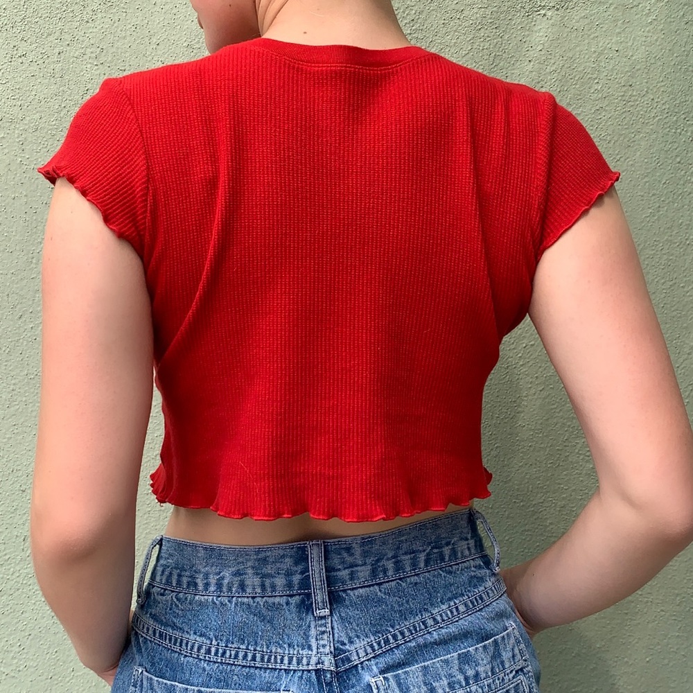 Brandy Melville Red Ruffle Crop Top 💋 - Picture 4 of 6